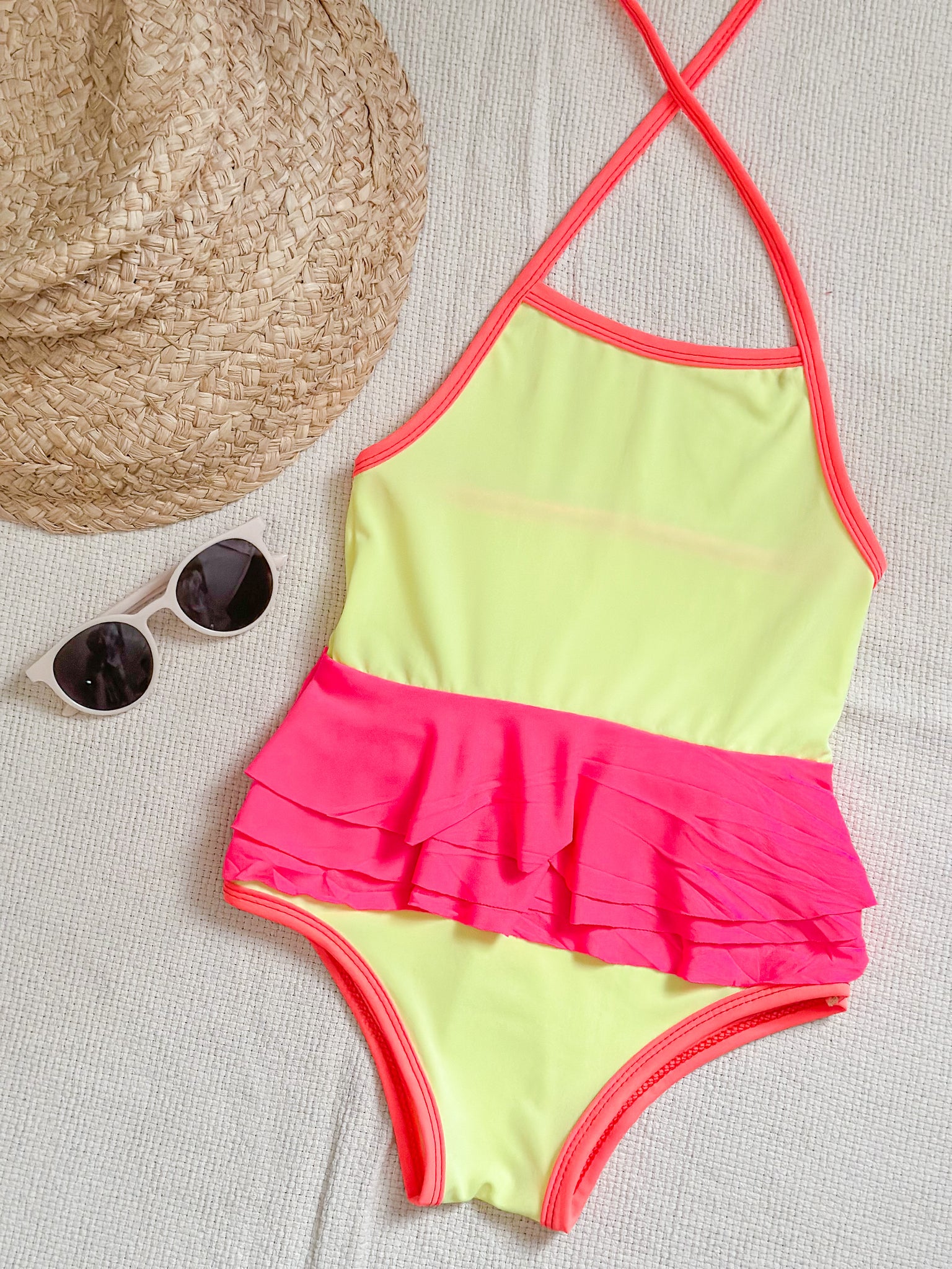 Celina Color Block Peplum Swimsuit | Piña Colada