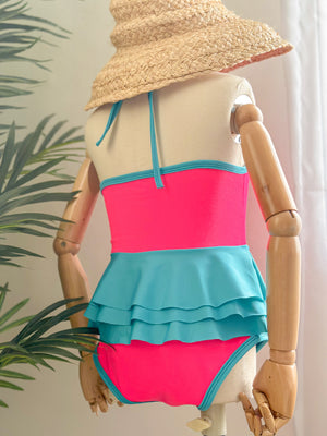 Celina Color Block Peplum Swimsuit | Barbie