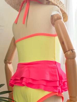 Celina Color Block Peplum Swimsuit | Piña Colada
