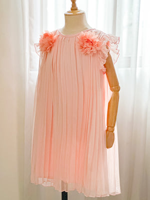 Amelia Pleated Chiffon Dress | Peach