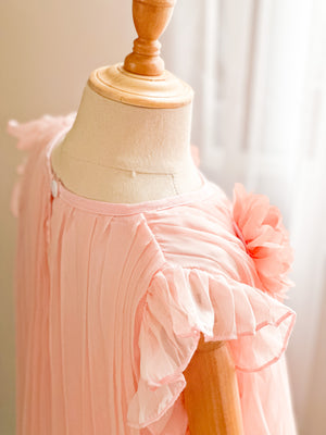 Amelia Pleated Chiffon Dress | Peach