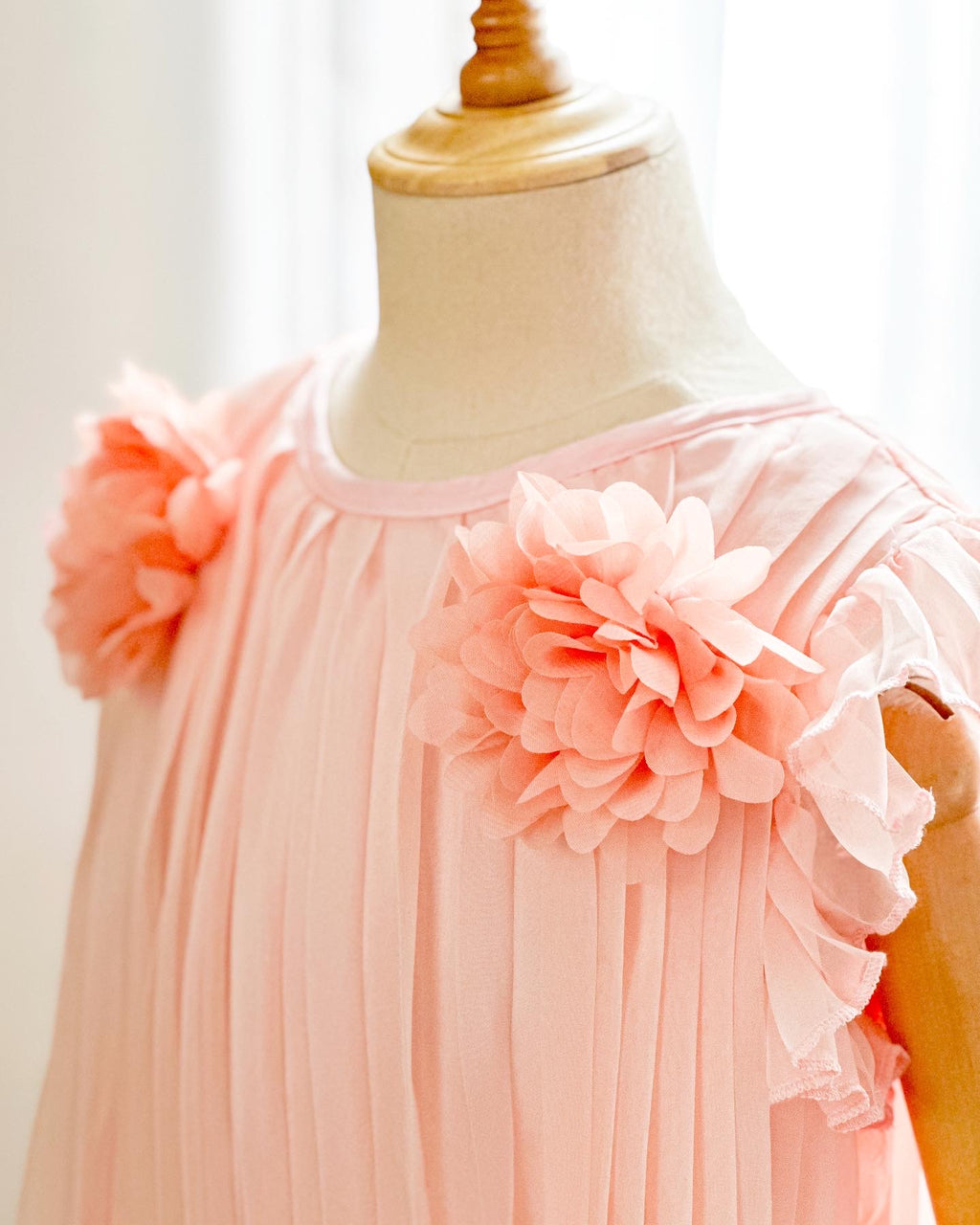 Amelia Pleated Chiffon Dress | Peach