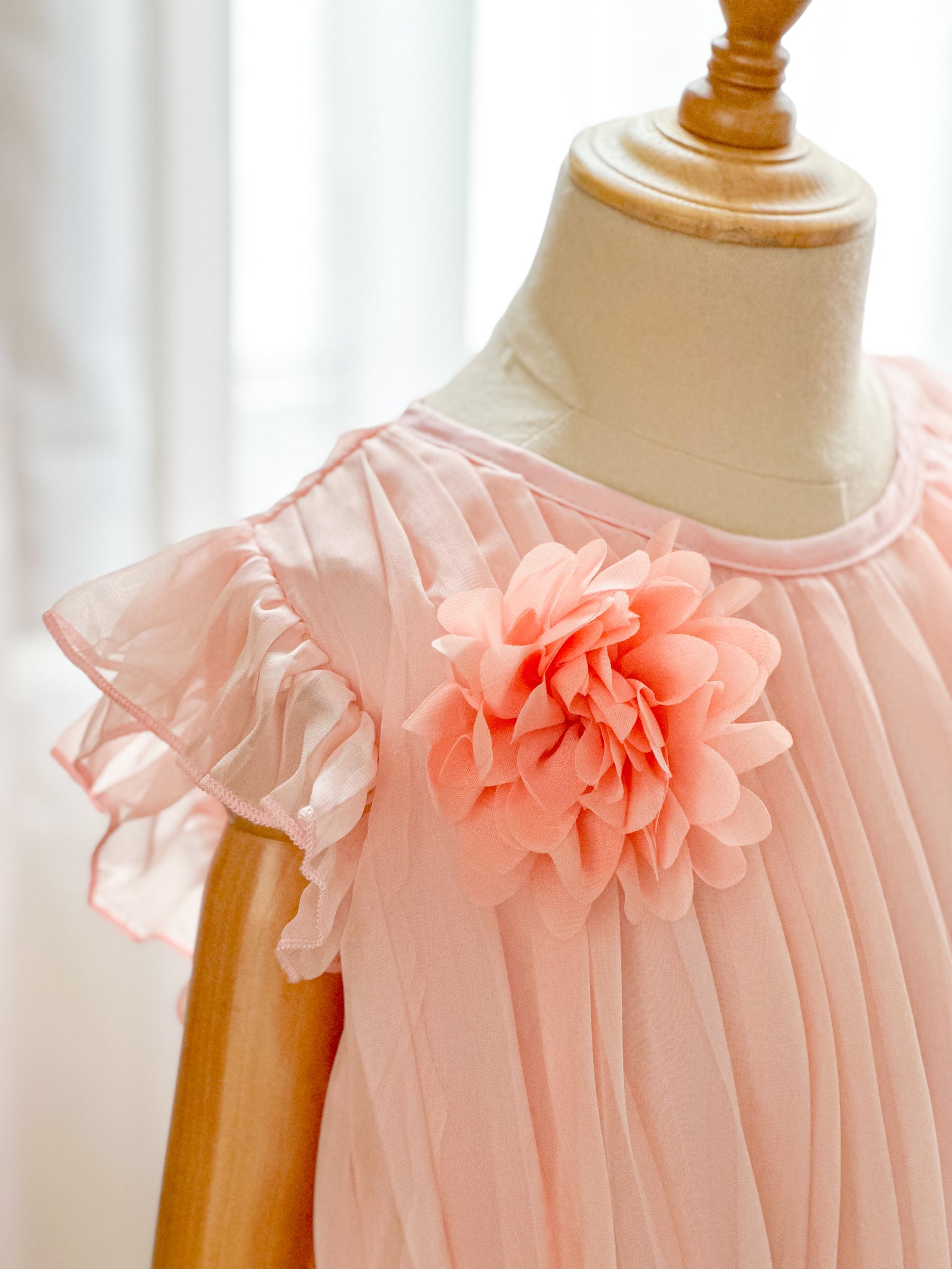 Amelia Pleated Chiffon Dress | Peach