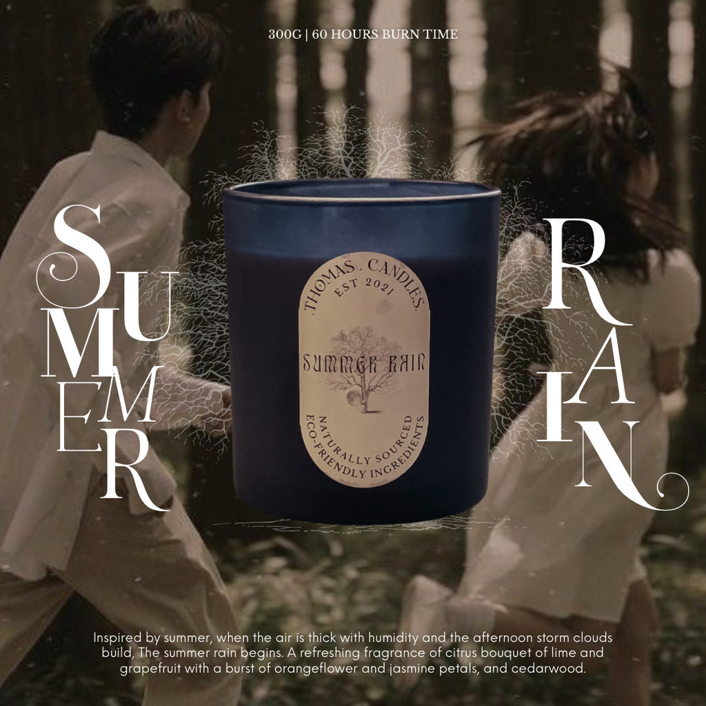 Thomas All-Natural Soy Candle | Summer Rain in Classic Black Jar