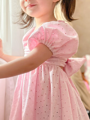 Madeline Puff Sleeve Baby Doll Dress | Blush Eyelet