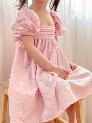 Madeline Puff Sleeve Baby Doll Dress | Blush Eyelet